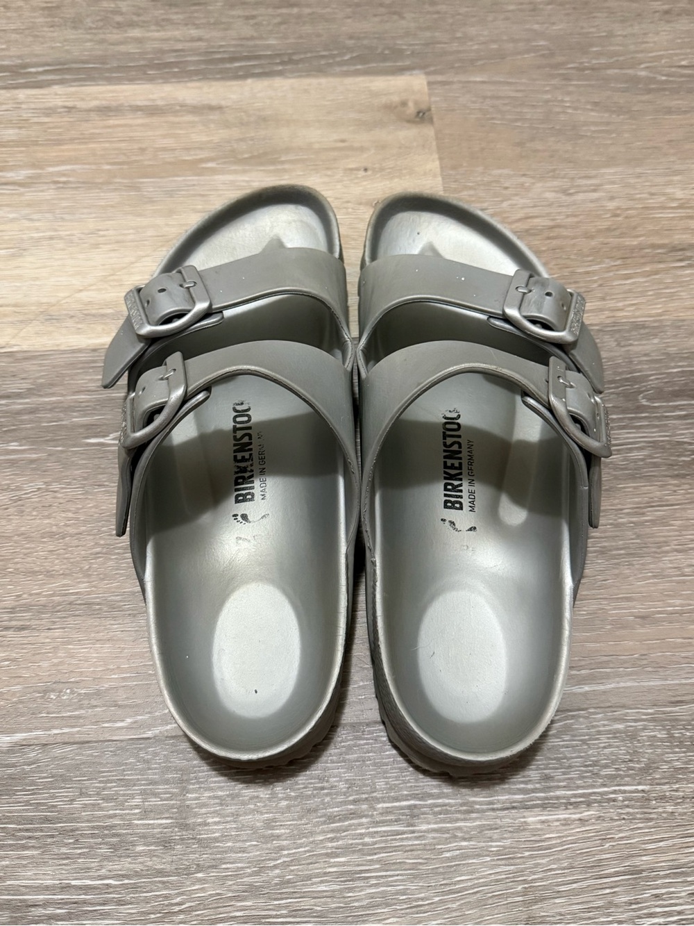 Birkenstock Arizona EVA Sandals in Light Metallic Gray